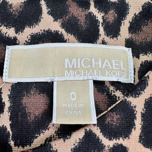 MICHAEL KORS Fit Flair Dress Women’s Sz 0 Cheetah Leopard Animal Print Jacquard - Picture 4 of 16